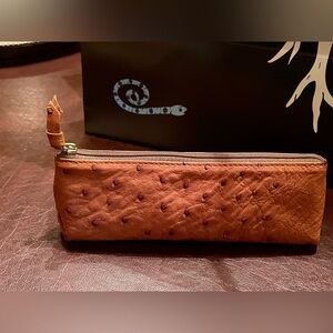 EXOTIC SKIN OSTRICH PENCIL/LIPSTICK CASE